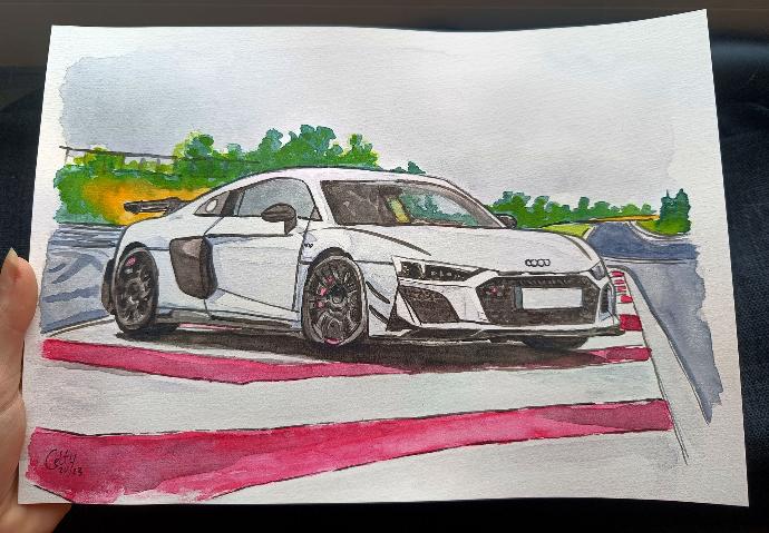 Audi R8 akwarela A4